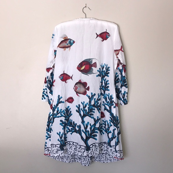 SOLD Soft Surroundings white ocean scene dress S - Picture 4 of 6